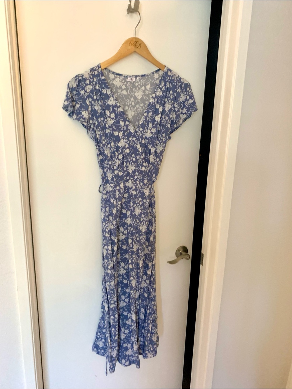 GAP Blue Floral Wrap Maxi Dress